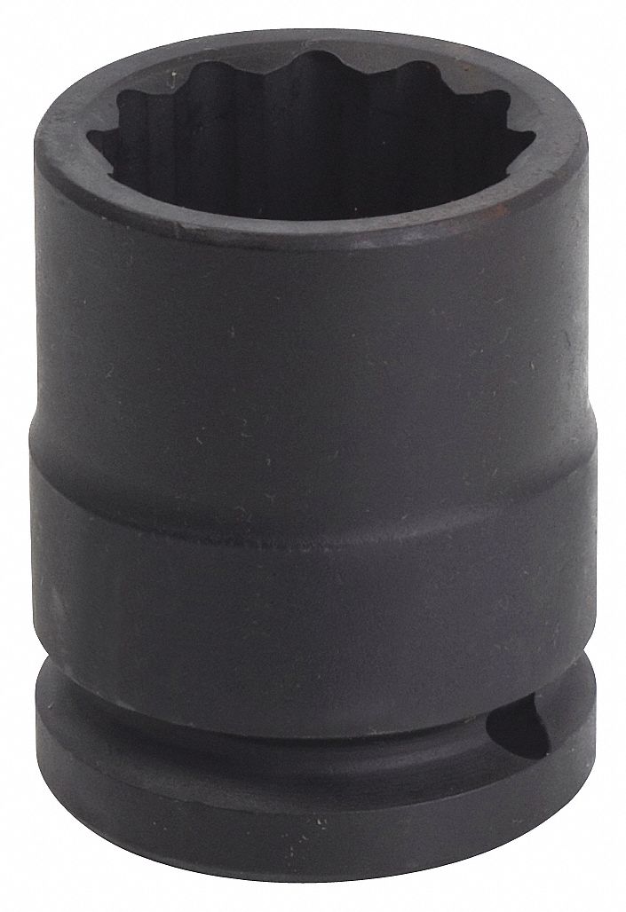 SOCKET, IMPACT, HEX, THIN WALL, 12 PT, DURABLE, BLACK, 27 MM X 3/4 IN DR, CHROME MOLY ALY ST