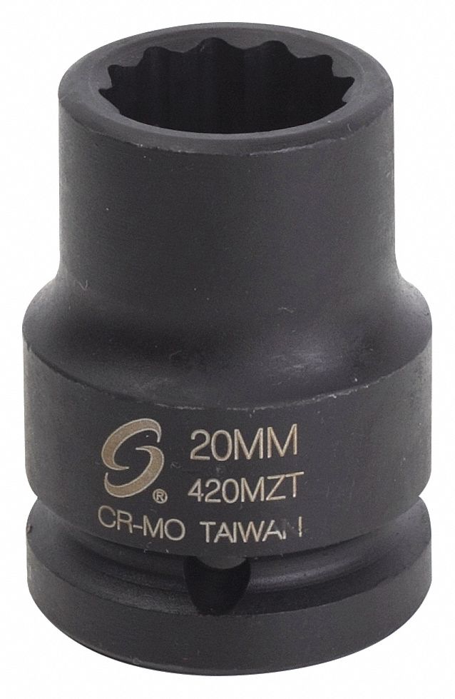 PRISE,IMPACT,HEX,PAROIS MINCES,12 PT,DURABLE,NR,20 MM X 3/4 PO DR,CHRM-MOLYBDÈNE ALY ST