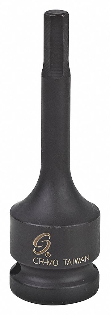 SOCKET, IMPACT, HEX, 6 PT, DURABLE, BLACK, 13 MM X 1/2 IN DR, CHROME MOLY ALY ST