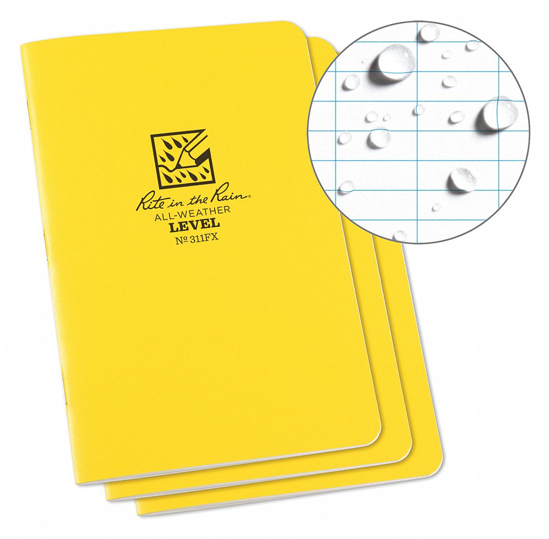 ALL WEATHER NOTEBOOK,YELLOW COVER,PK3