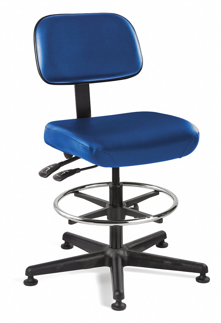 DRAFTING CHAIR,VINYL,BLUE,TILT,28-33"