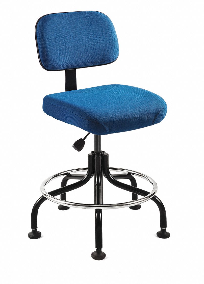 DRAFTING CHAIR,FABRIC,BLUE,25-30"