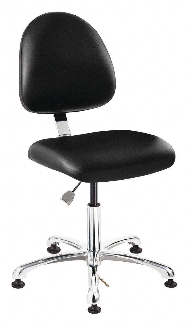 ESD/CLEANROOM CHAIR,VINYL,BLACK,15-21