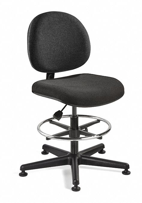 Drafting Chair: Lexington Value-Line, Black, Fabric Material, Armless Arm, 18 in Seat Wd