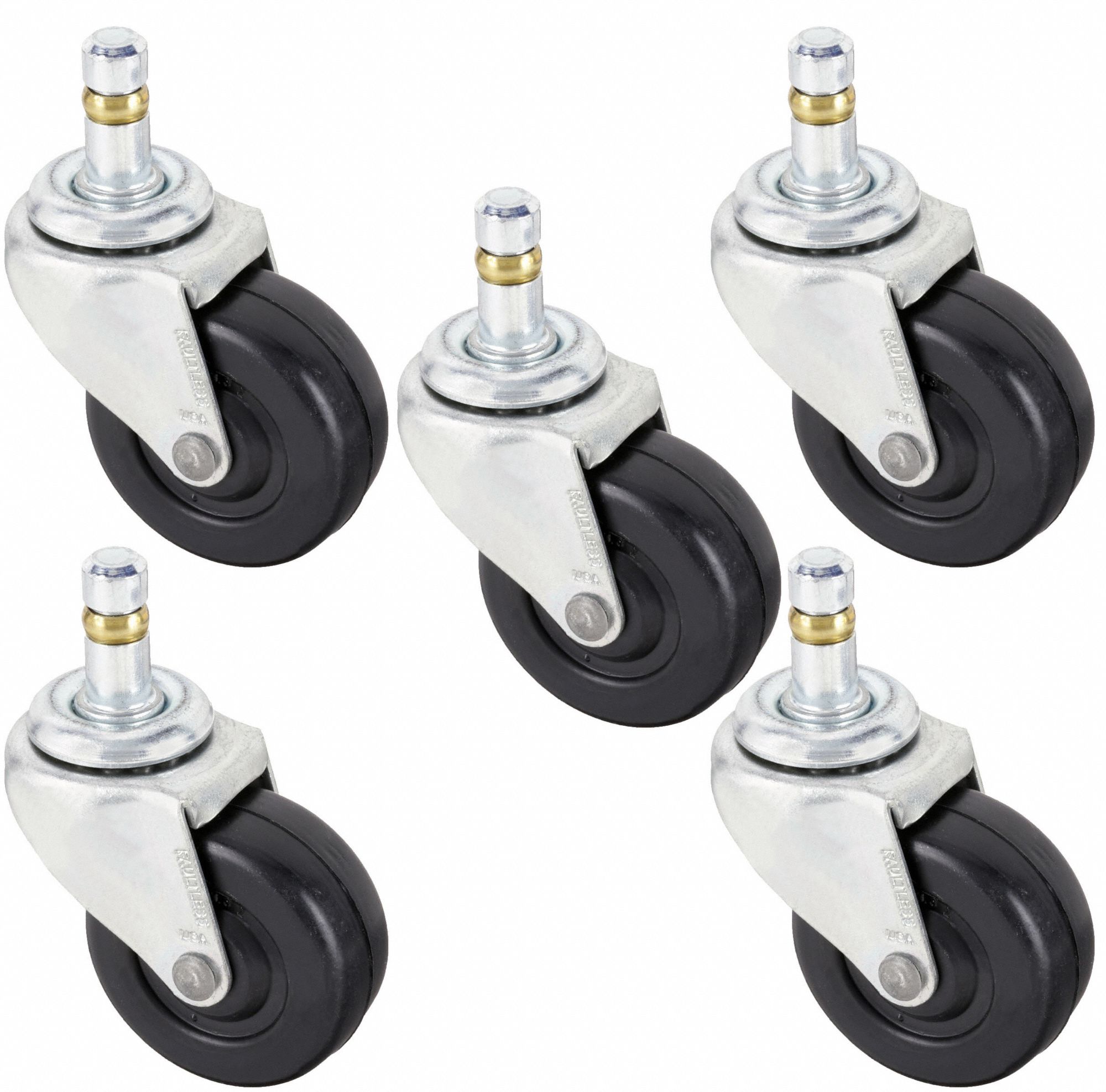 RUBBER WHEEL CASTERS,PK5