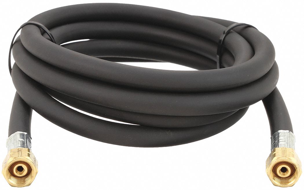 GAS HOSE: ¼ IN HOSE INSIDE DIAMETER, BLACK, FLH X FLH, 10 FT HOSE LG