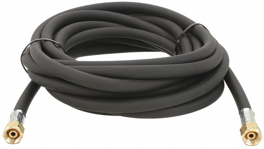 GAS HOSE: ¼ IN HOSE INSIDE DIAMETER, BLACK, FLH X FLH, 30 FT HOSE LG