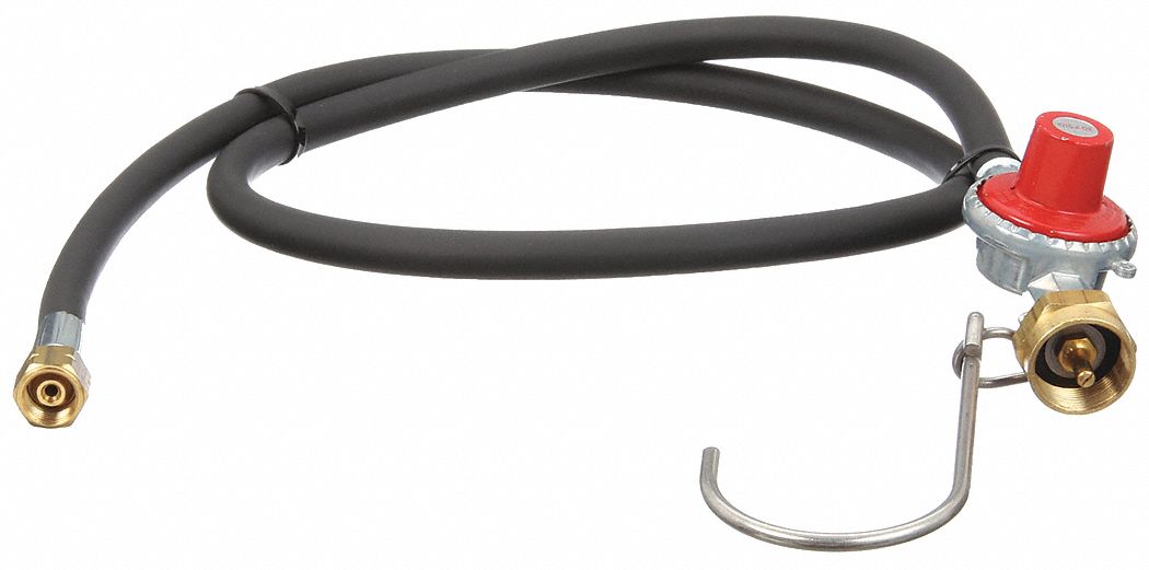 GAS HOSE AND REGULATOR: ¼ IN HOSE INSIDE DIA., BLACK, FLH X FLH, 4 FT HOSE LG