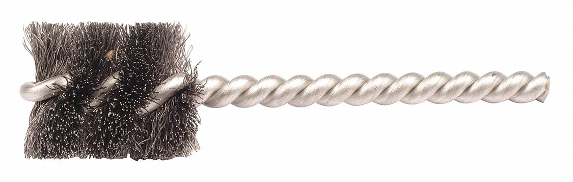 Double Spiral Tube Brush: Double Stem, Carbon Steel, 1/2 in Dia, 0.006 in Fill Dia