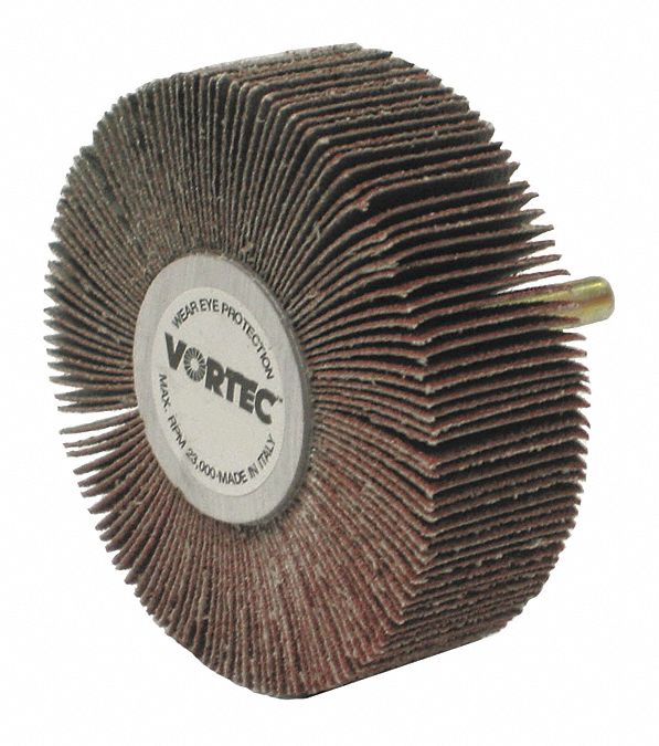 Flap Wheel: 3 in Dia x 1 in W, 1/4 in Straight-Shank, Aluminum Oxide, 80 Grit, Wolverine