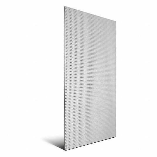 Pegboard Panel: Round, 9/32 in Peg Hole Size, 96 in x 48 in x 1/8 in, Polypropylene, White