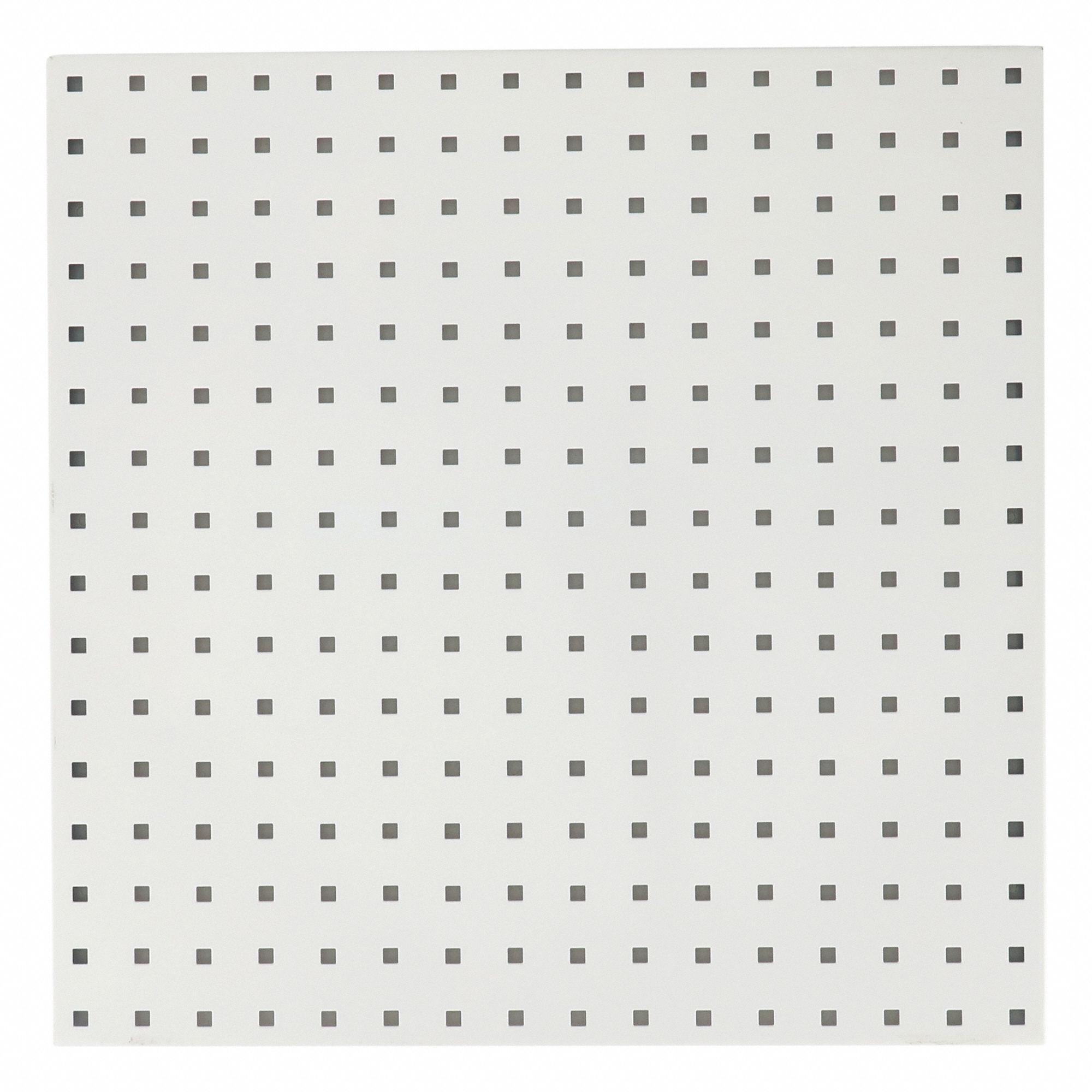 Pegboard Panel: Square, 3/8 in Peg Hole Size, 24 in x 24 in x 9/16 in, Steel, White