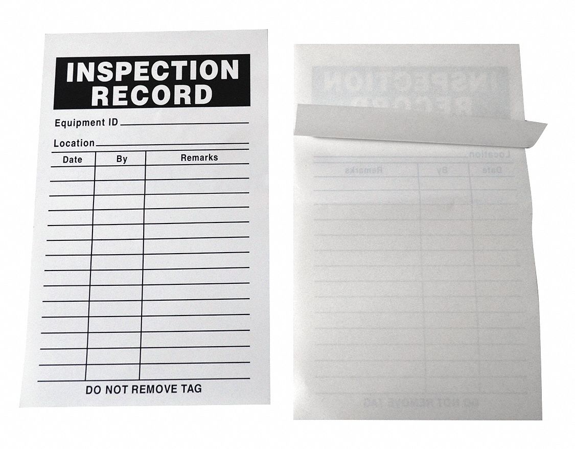 GRAINGER APPROVED Inspection Record Label, Inspection Record, 5 in Height, 3 in Width, Paper