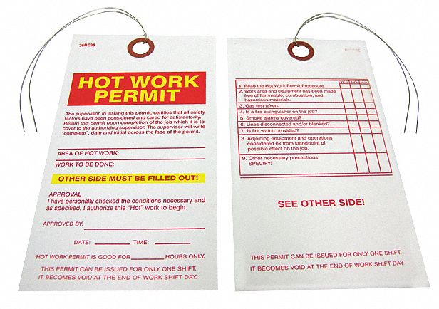 HOTWORKPERMTTAG,2-7/8INW,3/16INHOLE,PK25