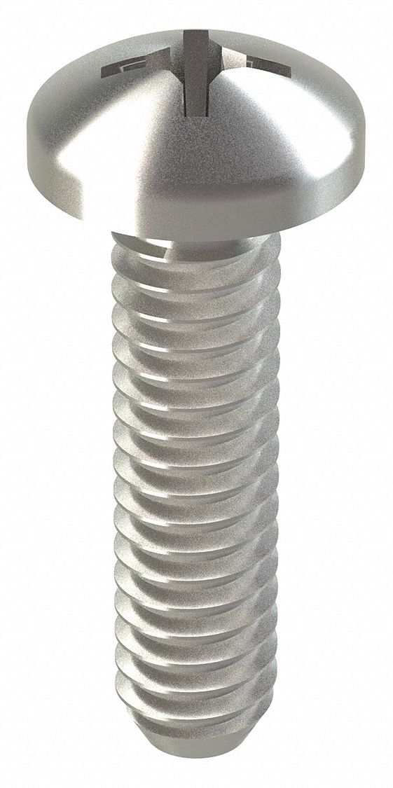 Machine Screw: 1/4"-20 Thread Size, 1 in Lg, 18-8, Stainless Steel, NL-19, Pan, Phillips, 100 PK