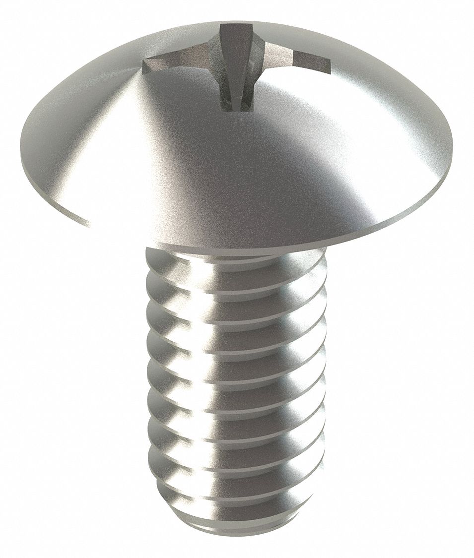 Machine Screw: #8-32 Thread Size, 3/8 in Lg, 18-8, Stainless Steel, NL-19, Truss, Phillips, 100 PK