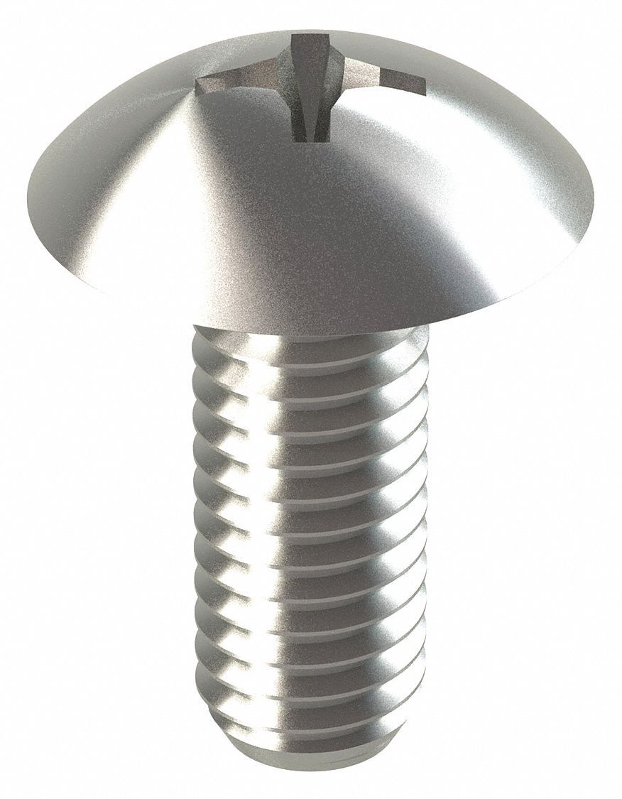 Machine Screw: #10-32 Thread Size, 1/2 in Lg, 18-8, Stainless Steel, NL-19, Truss, Phillips, 100 PK