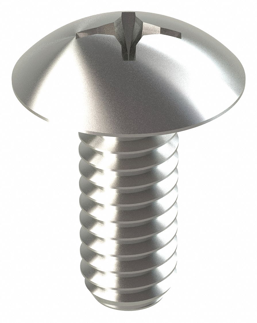 Machine Screw: 1/4"-20 Thread Size, 5/8 in Lg, 18-8, Stainless Steel, NL-19, Truss, Phillips, 100 PK