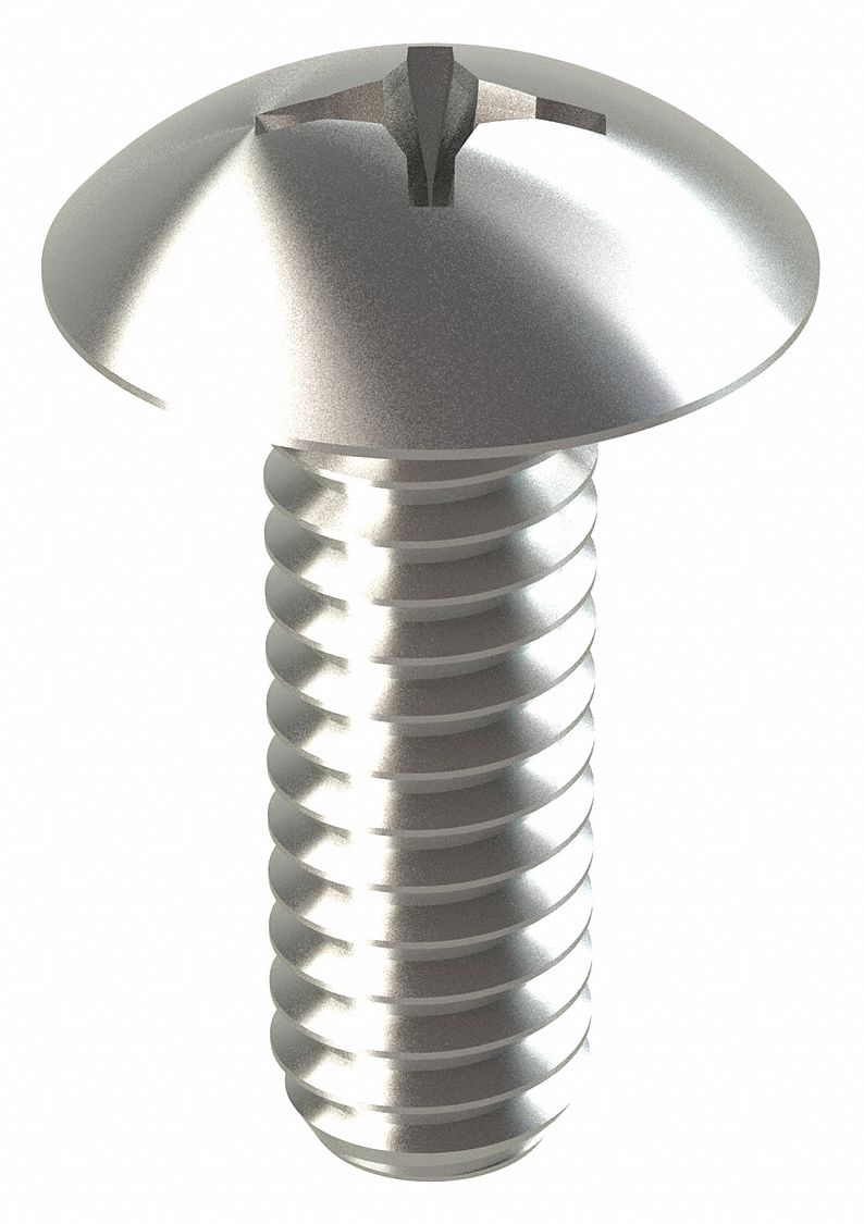 Machine Screw: 1/4"-20 Thread Size, 3/4 in Lg, 18-8, Stainless Steel, NL-19, Truss, Phillips, 100 PK