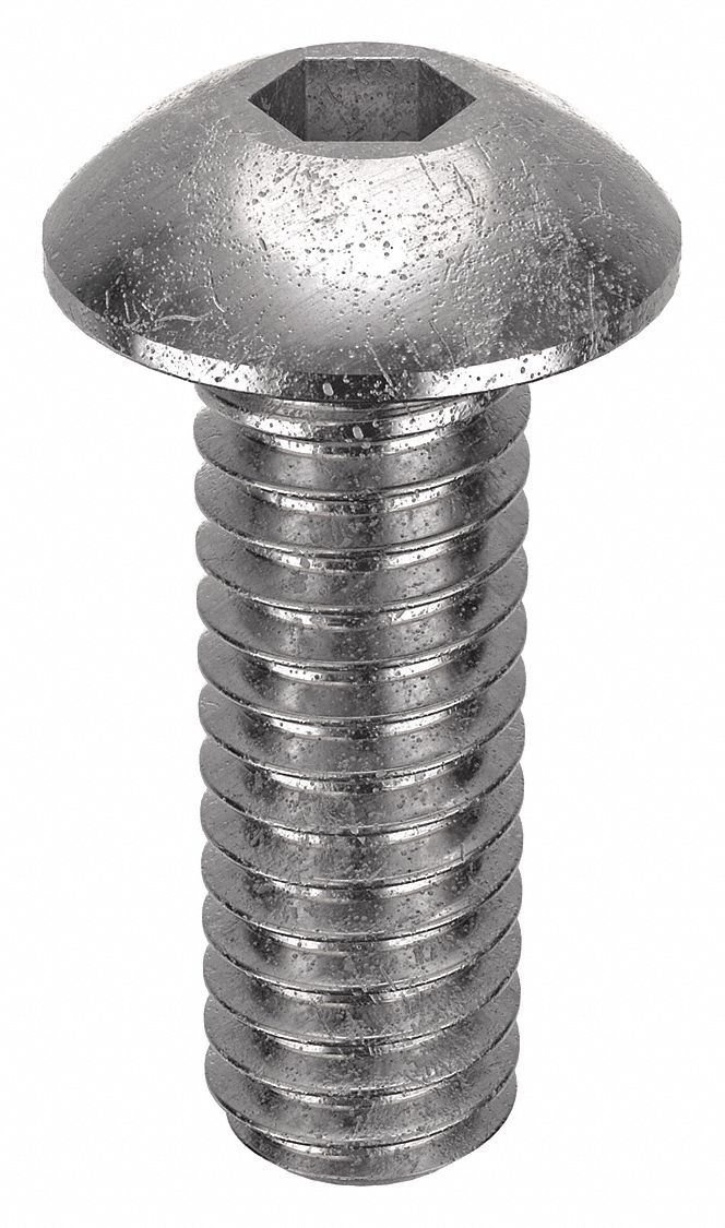 Socket Head Cap Screw: #8-32 Thread Size, 1/2 in Lg, Button, NL-19, Stainless Steel, 18-8, 100 PK