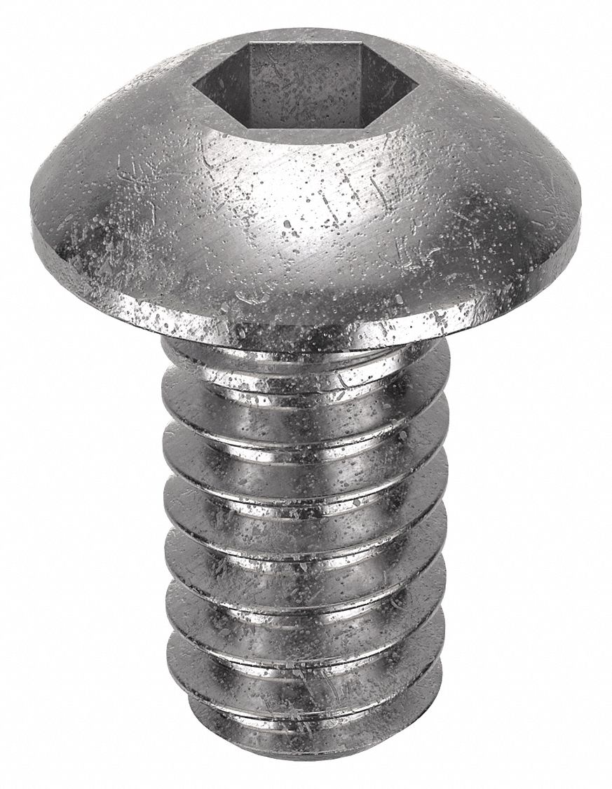 Socket Head Cap Screw: #10-24 Thread Size, 3/8 in Lg, Button, NL-19, Stainless Steel, 18-8, 100 PK
