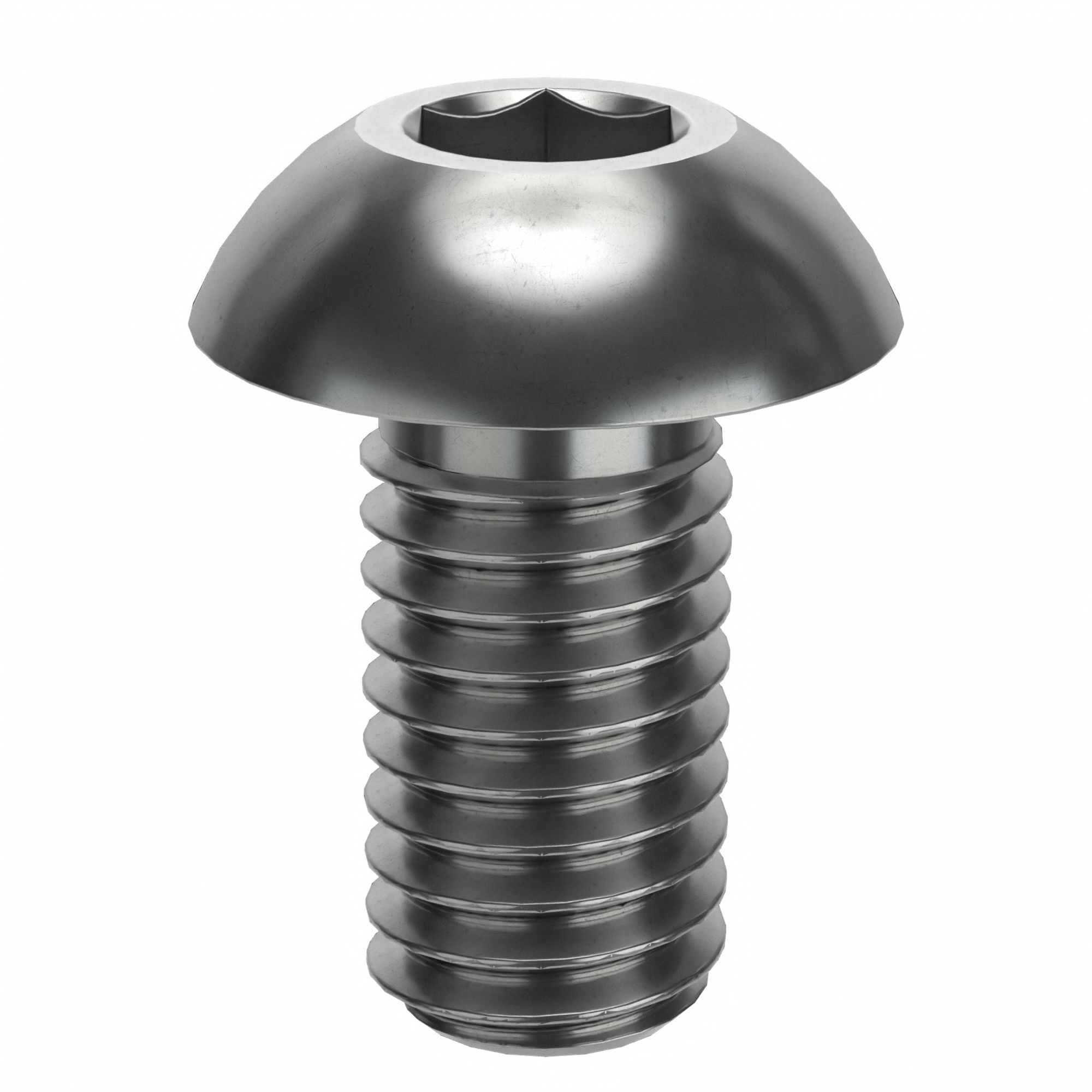 Socket Head Cap Screw: #10-32 Thread Size, 3/8 in Lg, Button, NL-19, Stainless Steel, 18-8, 100 PK