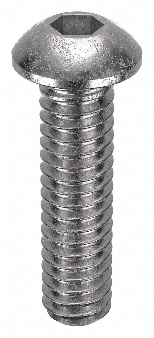 Socket Head Cap Screw: 1/4"-20 Thread Size, 1 in Lg, Button, NL-19, Stainless Steel, 18-8, 50 PK