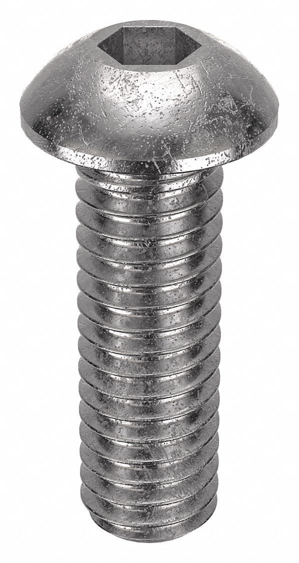 Socket Head Cap Screw: 5/16"-18 Thread Size, 1 in Lg, Button, NL-19, Stainless Steel, 18-8, 25 PK