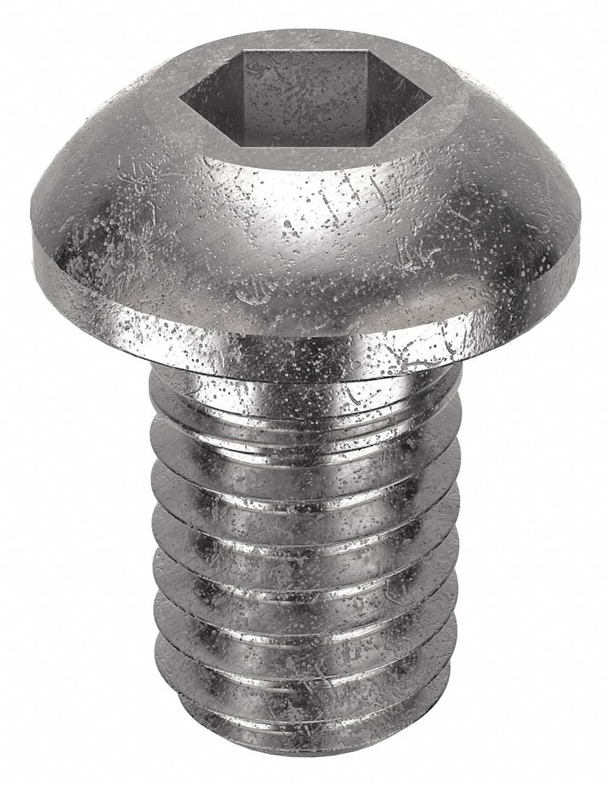 Socket Head Cap Screw: M6x1.00 Thread Size, 10 mm Lg, Button, NL-19, Stainless Steel, 18-8, 50 PK