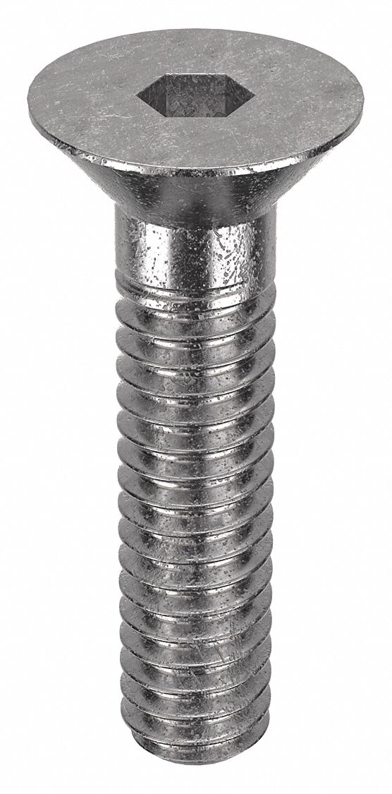 Socket Flat Head Screw: 1/4"-20 Thread Size, 1 in Lg, Flat, NL-19, Stainless Steel, 18-8, 50 PK