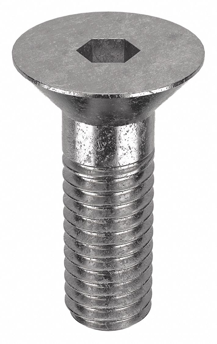 Socket Flat Head Screw: 3/8"-16 Thread Size, 1 in Lg, Flat, NL-19, Stainless Steel, 18-8, 25 PK