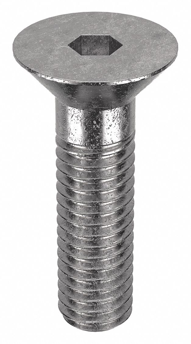 Socket Flat Head Screw: 3/8"-16 Thread Size, 1 1/4 in Lg, Flat, NL-19, Stainless Steel, 18-8, 25 PK