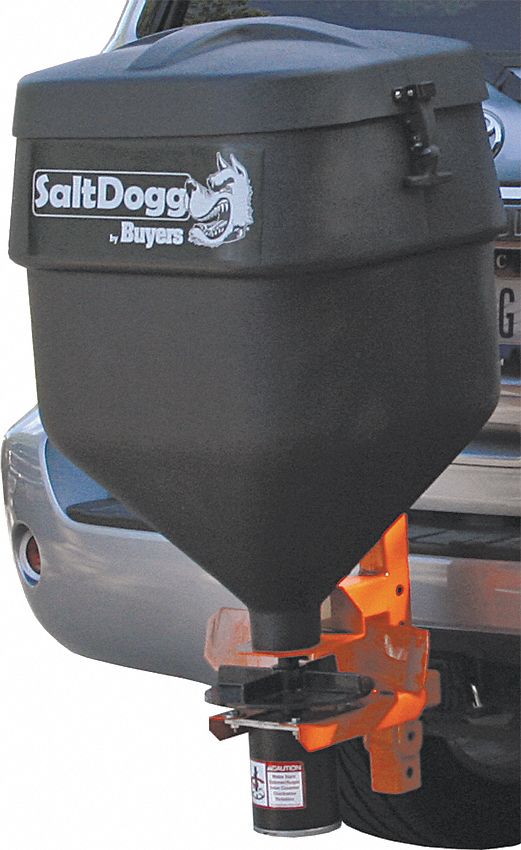 Tailgate Spreader: Rock Salt, 4.4 cu ft Capacity, 3 to 30 ft, 2 in Receiver Hitch