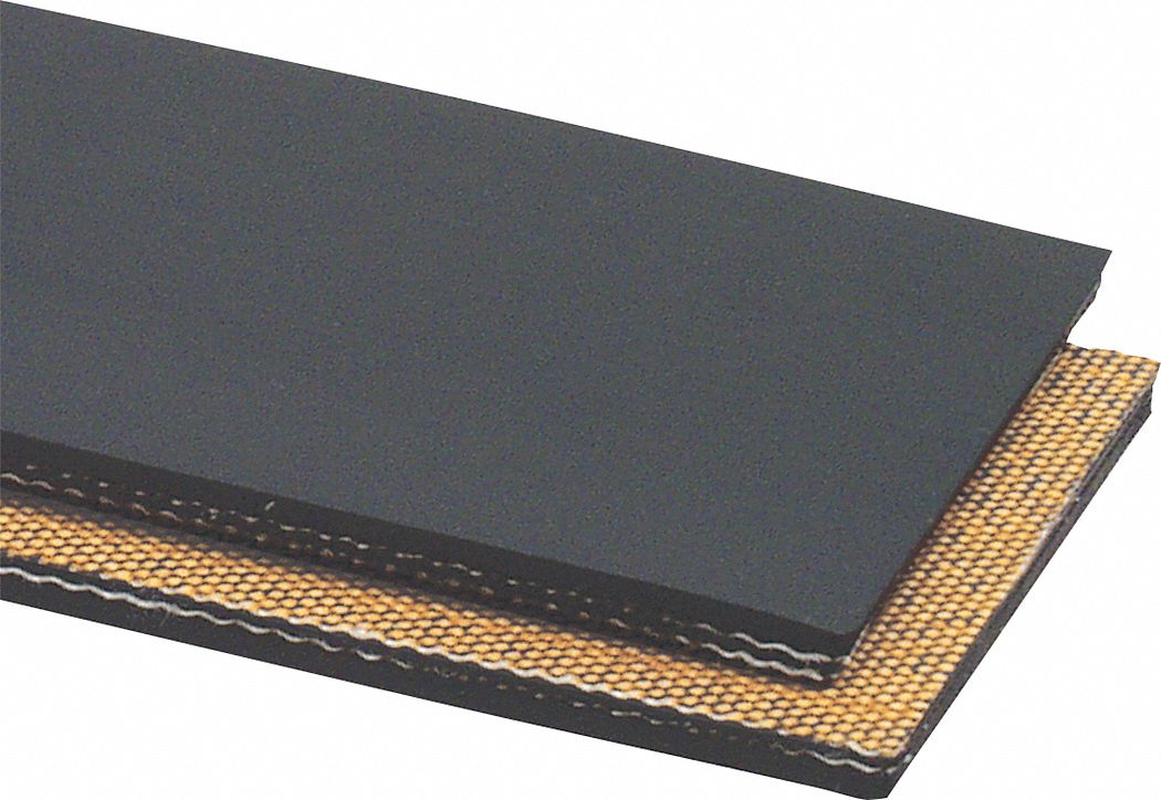 Oil-Resistant Multi-Ply Conveyor Belt: 72 in Belt Wd, 1/4 in Belt Thick, Cut to Lg (15 ft Min), Bare