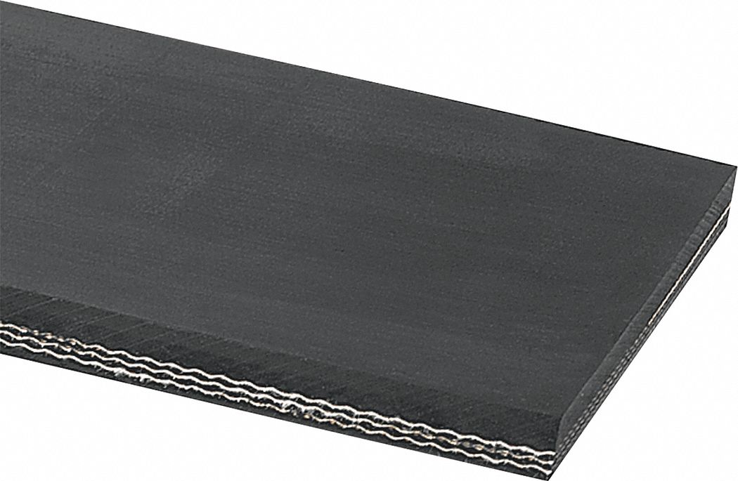 Extreme-Temperature Multi-Ply Conveyor Belt: 10 in Belt Wd, 1/2 in Belt Thick, Cut to Lg (15 ft Min)