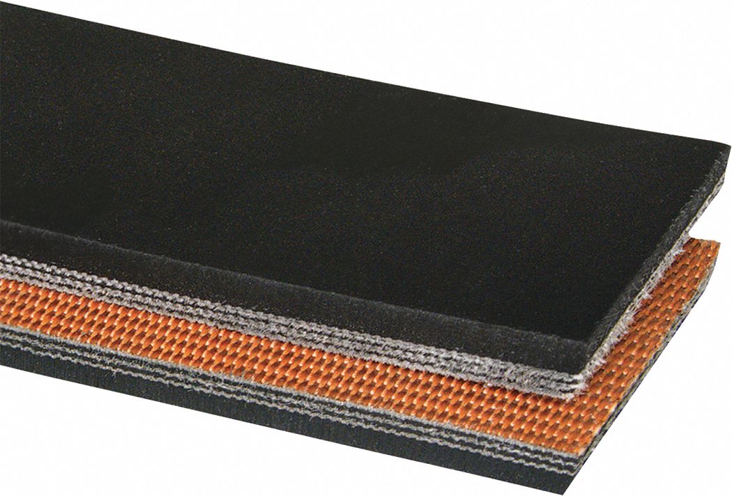 Oil-Resistant Multi-Ply Conveyor Belt: 8 in Belt Wd, 11/32 in Belt Thick, Cut to Lg (15 ft Min)