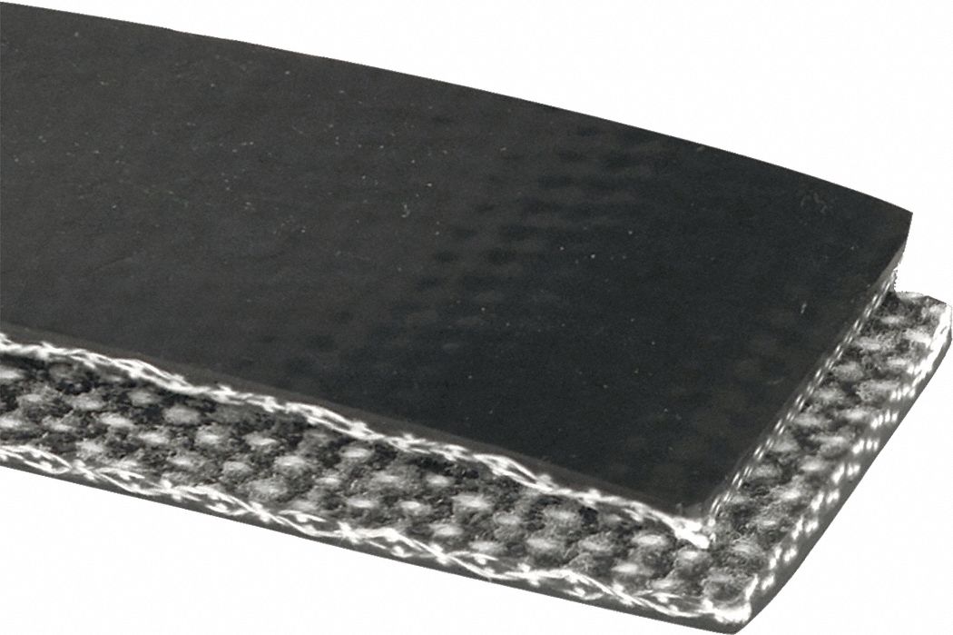 Low-Stretch Multi-Ply Conveyor Belt: 48 in Belt Wd, 11/64 in Belt Thick, Cut to Lg (15 ft Min), PVC