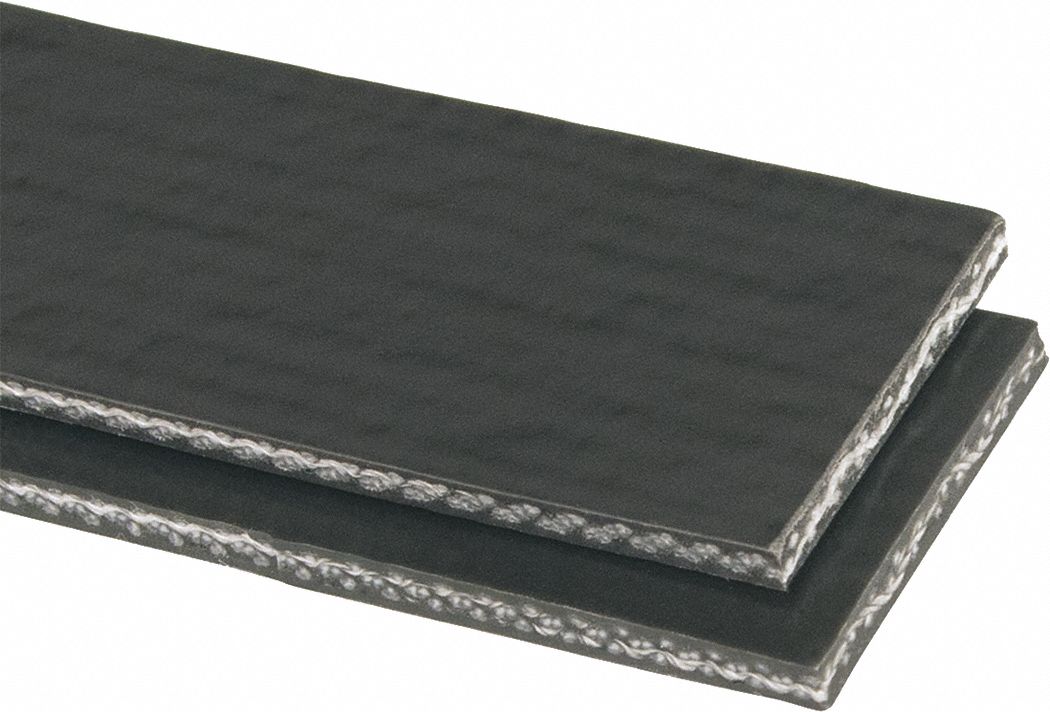 Low-Stretch Multi-Ply Conveyor Belt: 48 in Belt Wd, 9/64 in Belt Thick, Cut to Lg (15 ft Min), Black