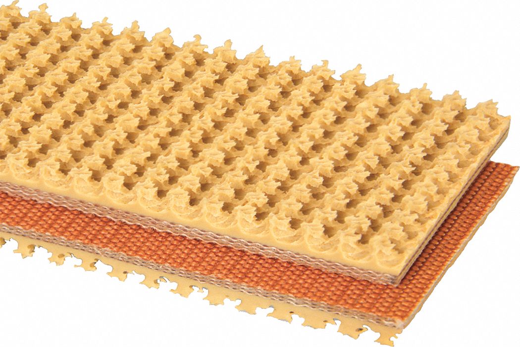 Heavy-Duty Multi-Ply Conveyor Belt: 10 in Belt Wd, 17/64 in Belt Thick, Cut to Lg (15 ft Min), Tan