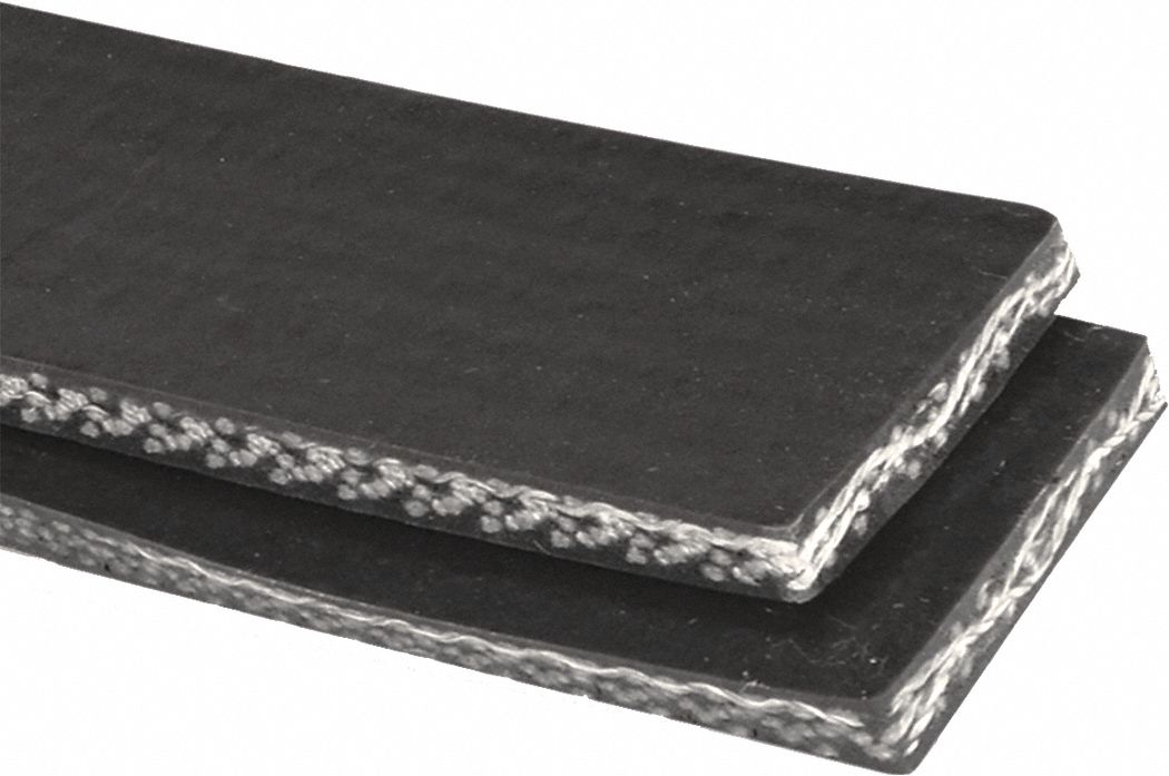Fire-Retardant Multi-Ply Conveyor Belt: 24 in Belt Wd, 1/4 in Belt Thick, Cut to Lg (15 ft Min), PVC