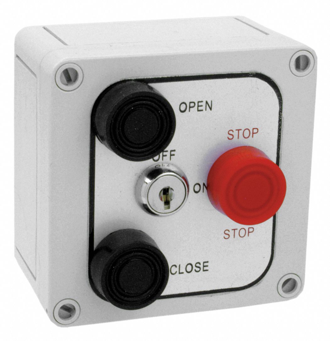 Control Station: Open-Close-Stop, Momentary Contacts, Outdoor, Button