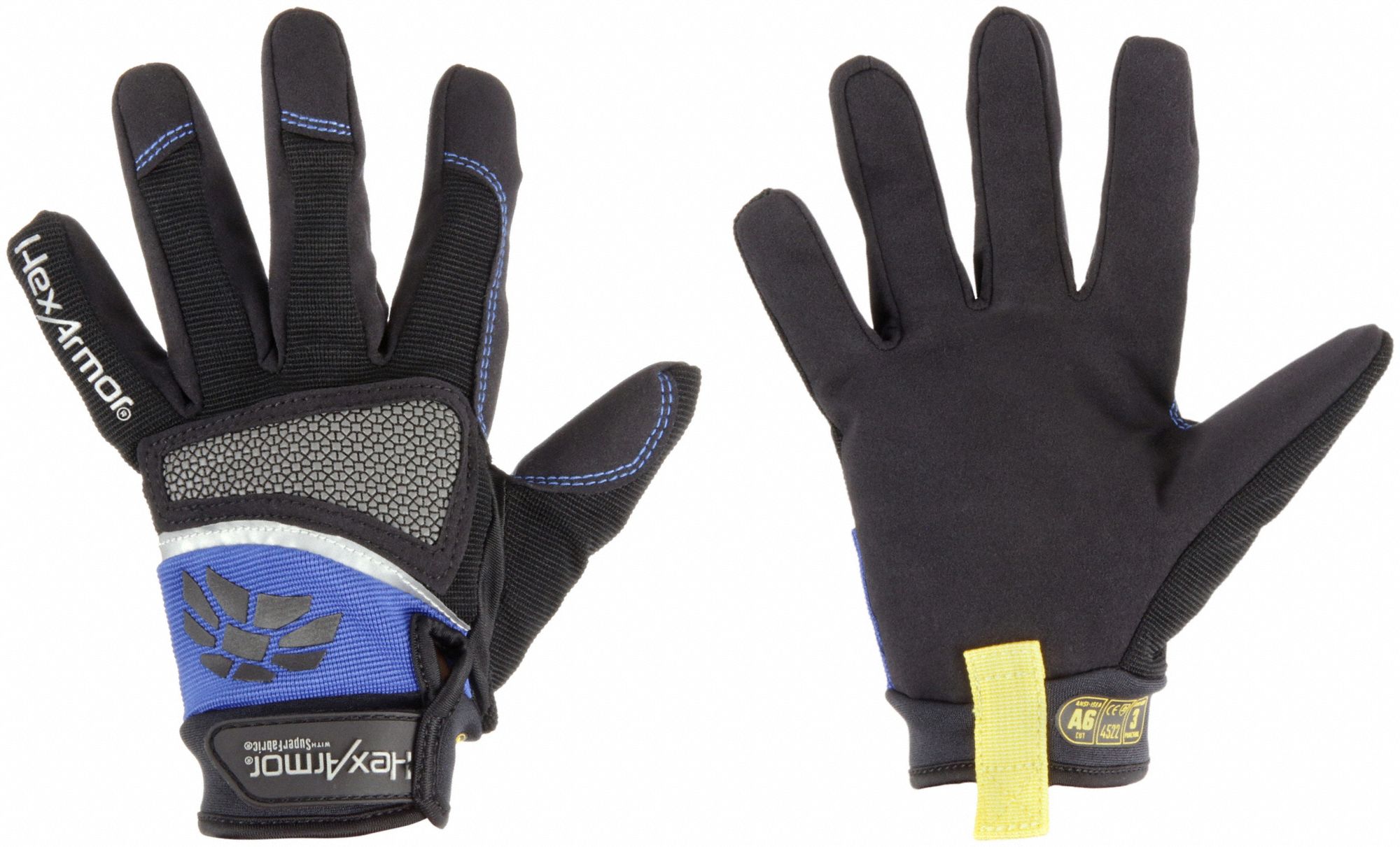 Mechanics Gloves: XS ( 6 ), Mechanics Glove, ANSI Cut Level A6, Palm and Knuckles, 1 PR