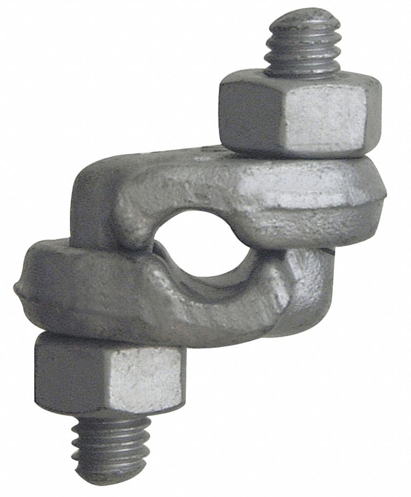 Mid Grip Wire Rope Clip, Double Saddle, Steel, 3/8 in For Wire Rope Dia