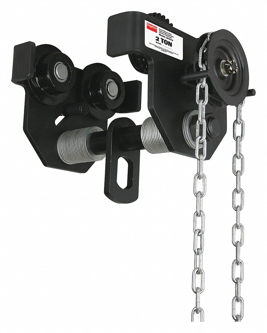 DAYTON Geared Trolley, 4,000 lb Load Capacity, Fits Beam Flange W 31/2 in to 8 in 36T679