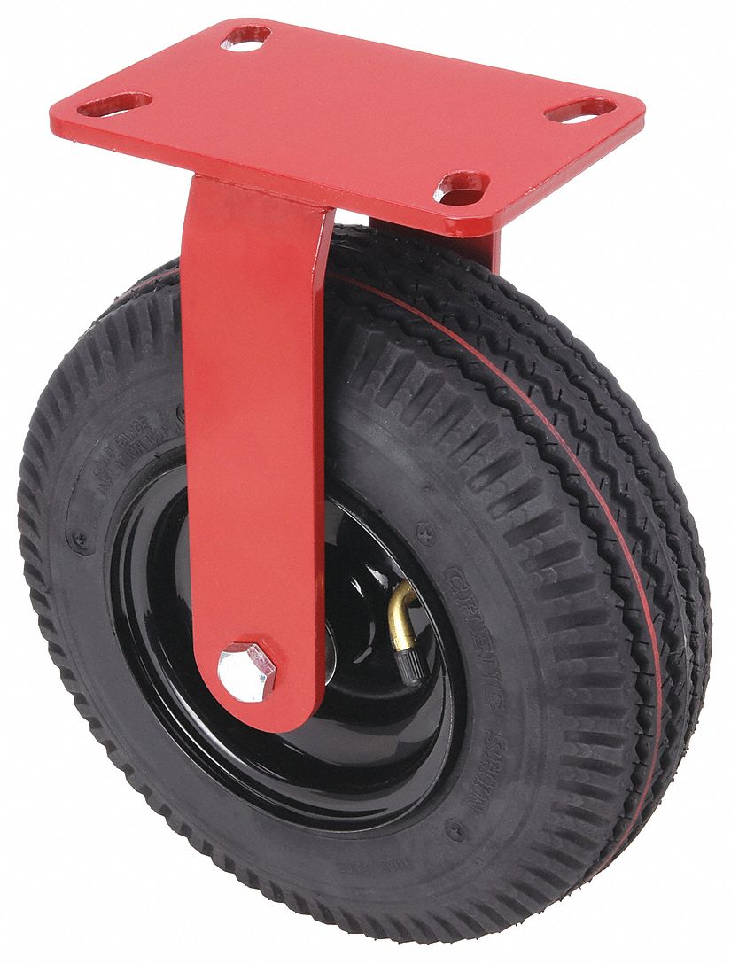 Plate Caster: Rigid, 10 in Wheel Dia., 3 1/2 in Wheel Wd, 12 1/2 in Mounting Ht, Slot, Ball
