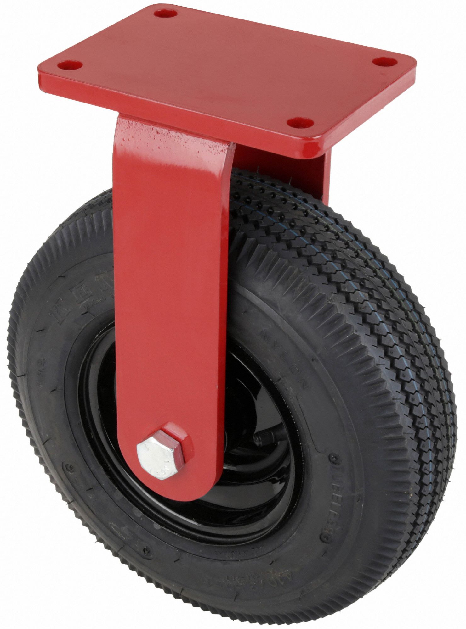Plate Caster: Rigid, 12 in Wheel Dia., 4 1/8 in Wheel Wd, 15 1/2 in Mounting Ht, Rubber