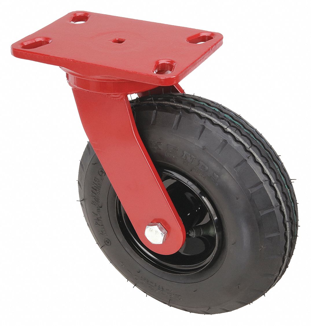 Plate Caster: Swivel, 8 in Wheel Dia., 3 in Wheel Wd, 10 5/8 in Mounting Ht, Slot, Rubber