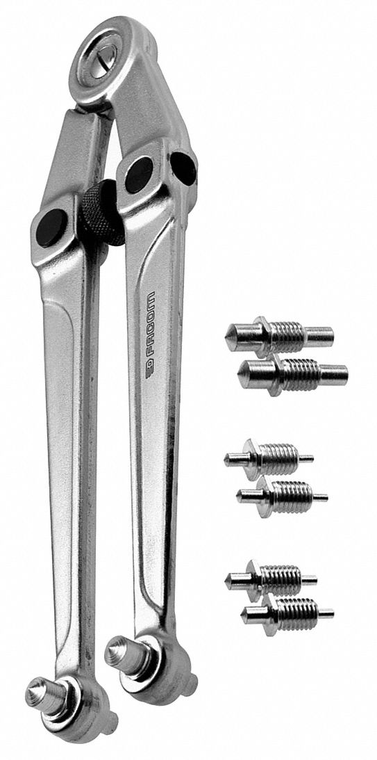 FACOM Pin Spanner Wrench: 3 15/16 in, 5/16 in Pin Dia, 10 1/2 in Overall  Lg, 3/8 in Pin Lg, Round