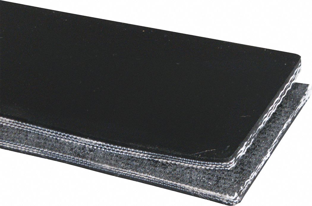 Oil-Resistant Multi-Ply Conveyor Belt: 8 in Belt Wd, 1/8 in Belt Thick, Cut to Lg (15 ft Min), Black