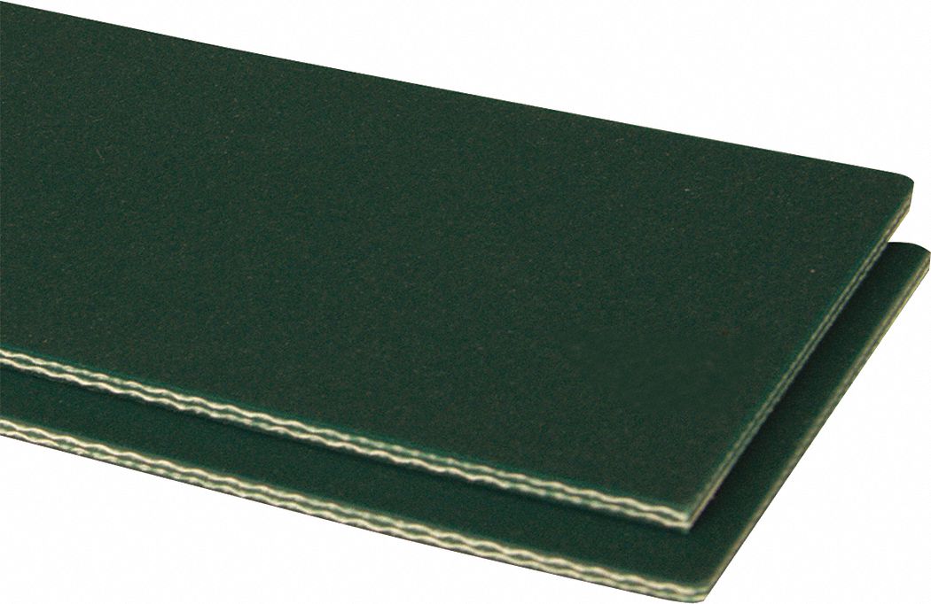 Extreme-Temperature Multi-Ply Conveyor Belt: 10 in Belt Wd, 7/64 in Belt Thick, Green, RMV, Matte